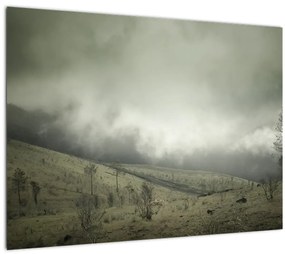 A vihar előtti táj képe (üvegen) (70x50 cm)
