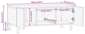 Dohányzóasztal 100x54x40 cm - Tömör mangófából