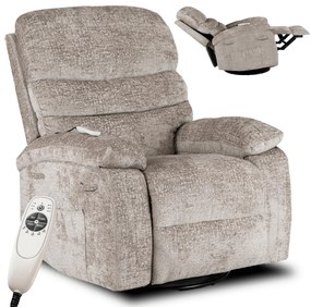 Elektromosan Vezérelhető Masszázsfunkciós Relaxfotel Fotel Barnás-Bézs Színben. BRUCE