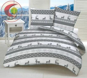 Csodálatos karácsonyi szürke pamut ágynemű DeLuxe 140x200 cm-es szett csomagolás Ágynemű mérete: 140x200 cm, A csomag tartalma: Készletcsomagolás