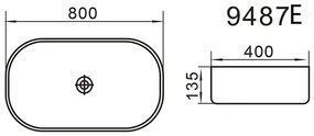 Erga Paola, asztali mosogató 800x400x135 mm, fehér fényes, ERG-V03-9487E-WH