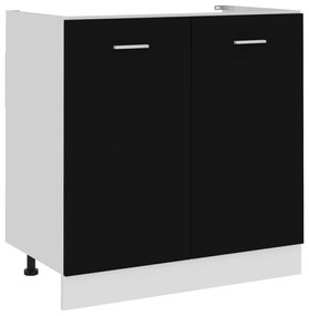 fekete szerelt fa mosogató alsószekrény 80 x 46 x 81,5 cm