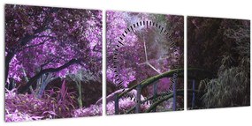 Kép - lila fák (órával) (90x30 cm)