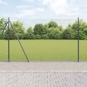 Hegesztett Drótkerítés 7 Flangás Oszlopokkal Szürke 1.5x10 m Acél
