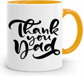 Sárga Bögre Apák Napi Ajándék Thank U Dad fényképes nyomtatással