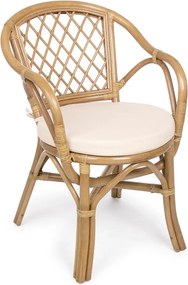 Natúr színű tömörfa-rattan kerti szék Athina – Bizzotto