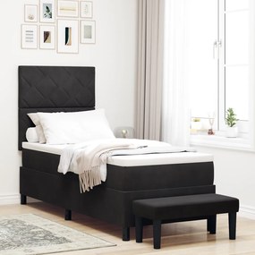 Boxspring Ágy matraccal és paddal Fekete 80x200 cm Bársony