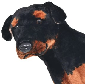 fekete és barna álló rottweiler kutya plüssjáték XXL
