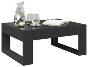 Fekete végtelen hatású LED-es dohányzóasztal 70 x 53 x 30 cm