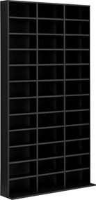HOMCOM CD/DVD Tárolópolc 1116 CD-nek, 36 Magasságban Állítható Rekesszel, 102 x 24 x 195 cm Fekete | Aosom