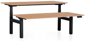 OfficeTech Dual állítható magasságú íróasztal, 180 x 80 cm, fekete alap, bükk