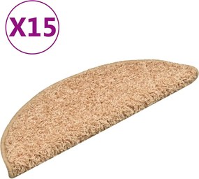 vidaXL 15 db arany színű, félkör alakú lépcsőszőnyeg 56 x 17 x 3 cm