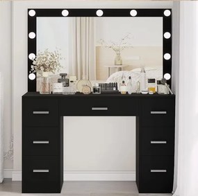 Nagy fésülködőasztal világítással 80 x 40 x 110cm fekete