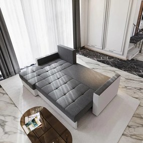 Krém színű kihúzható sarokkanapé ZENOVA 220 x 140 cm, kétoldalas