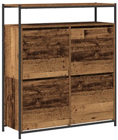 Cipőtartó 4 fiókkal Régi fa 100x34x112 cm