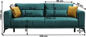 Szétnyitható kanapé, smaragd/mustárszín, GRACE BIG SOFA