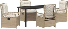 vidaXL Kert étkező szett 5 pcs Beige és Krémszínű polirattan