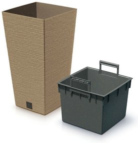 FURU SQUARE ECO WOOD virágtartó 39, 5 cm, barna, betéttel, L