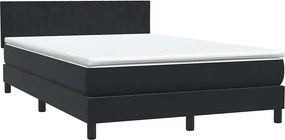 vidaXL fekete bársony rugós ágy matraccal 160x220 cm