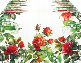 Asztalterítő 40x150 Dekoratív Futópad Piros Rózsa