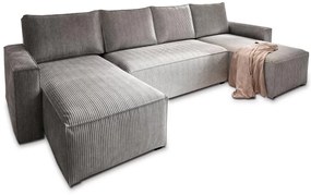U alakú ülőgarnitúra SMART COSARO 295x140 cm, világosszürke