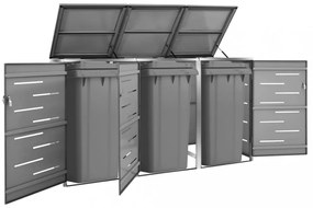 acél tároló három gurítható szemeteskukához 207x77,5x112,5 cm
