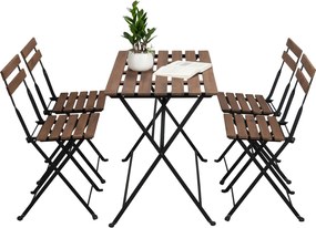 Kerti szett 1+4, akác/fekete, SEDAN TYP 2