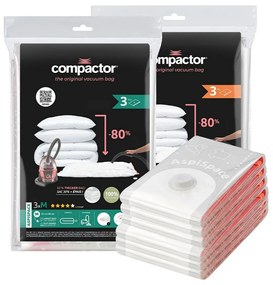 Compactor Aspispace vákuumtároló zsákok szettje, 6db, 3x M + 3x L