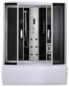 Emilia 85x170 cm hidromasszázs kádkabin elektronikával Black