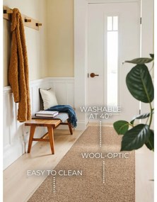 Világosbarna mosható futószőnyeg 80x240 cm Rocco Caramel – Elle Decoration