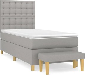 vidaXL világosszürke szövet rugós ágy matraccal 80 x 200 cm