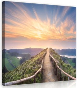 Vászonkép 40x40 Naplemente napfelkelte hegyi ösvény tájkép természet nyugalom
