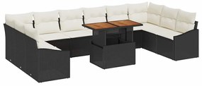 vidaXL Kert étkező szett párnával 11 pcs Fekete és Krém