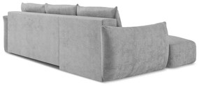 Világosszürke zsenília kinyitható sarokkanapé (bal oldali-heverő résszel) Leila – Makamii