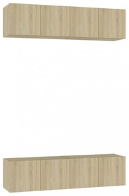 4 db sonoma tölgy színű szerelt fa TV-szekrény 60 x 30 x 30 cm