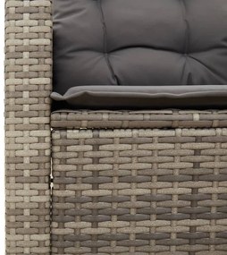 3 részes szürke polyrattan és akácfa bisztrószett párnákkal