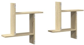 2 db sonoma tölgy színű szerelt fa fali polc 50 x 12 x 50 cm