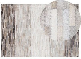 Modern Barna És Szürke Bőrszőnyeg 140 x 200 cm SINNELI Beliani