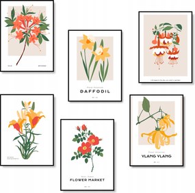 Poszterek A4 Szett 6 db-os Hálószoba Képek Virágok