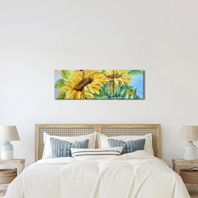 Virágzó napraforgó képe (órával) (90x30 cm)
