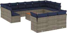 vidaXL 14 részes szürke polyrattan kerti ülőgarnitúra párnákkal