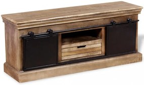 Tömör mangófa TV-szekrény 2 tolóajtóval 100x30x45 cm