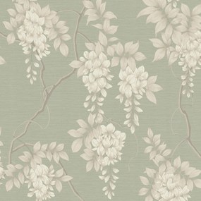 Zöld Vinil Tapéta Növényi Minta Wisteria