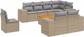 vidaXL 9 részes bézs polyrattan kerti ülőgarnitúra párnákkal