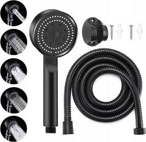 Fekete Zuhanyzó Szett Zuhanyfej Zuhanytömlő Fogantyúval