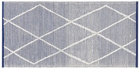 Fehér és kék pamutszőnyeg 80 x 150 cm SYNOPA Beliani