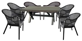 XXL 6 személyes stabil kerti bútorszett Antracit - Barna N