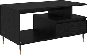 vidaXL Dohányzóasztal fiókkal Fekete tölgy 90 x 49 x 45 cm Faanyag