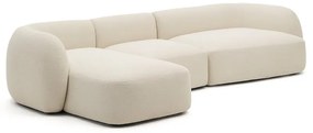 Krémszínű zsenília sarokkanapé (bal oldali-heverő résszel) Martina – Kave Home