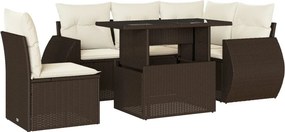 vidaXL 6 részes barna polyrattan kerti ülőgarnitúra párnával